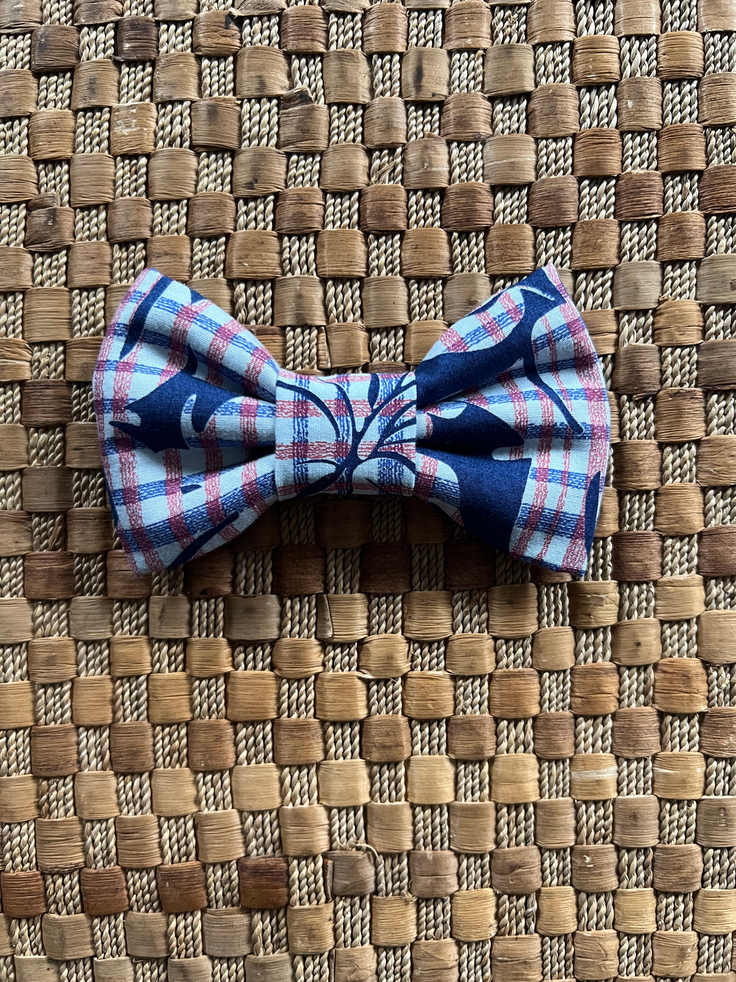Red and Blue Palaka Hibiscus Bow Tie