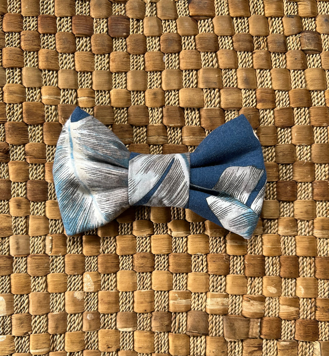 Blue Aqua Leaves Bow Tie